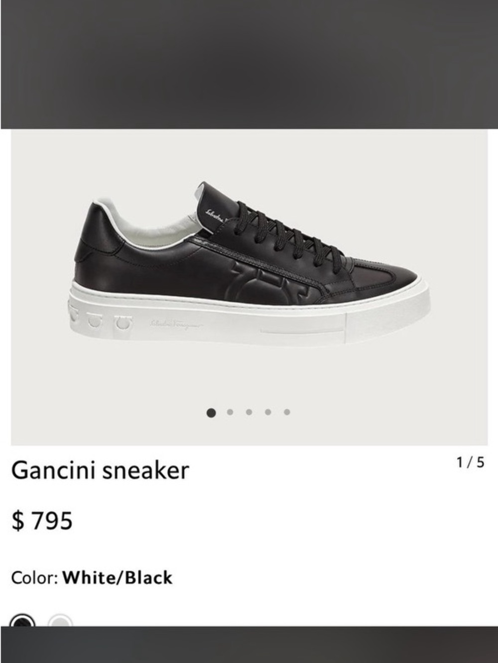 Salvatore Ferragamo Gancini Men's Black Leather Sneaker